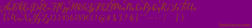 Gloretha Script-Schriftart – Braune Schriften auf violettem Hintergrund