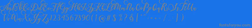 Gloretha Script-Schriftart – Graue Schriften auf blauem Hintergrund