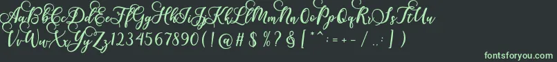 Fonte Gloretha Script – fontes verdes em um fundo preto