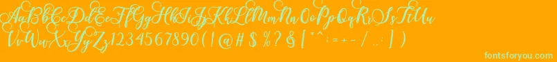 Gloretha Script-Schriftart – Grüne Schriften auf orangefarbenem Hintergrund