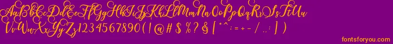 Gloretha Script Font – Orange Fonts on Purple Background