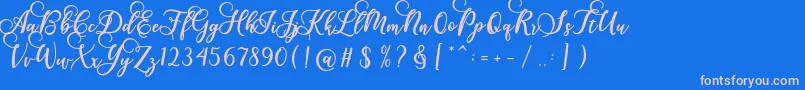 Fonte Gloretha Script – fontes rosa em um fundo azul