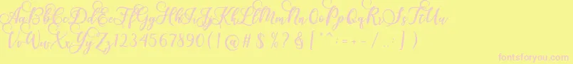 Fonte Gloretha Script – fontes rosa em um fundo amarelo