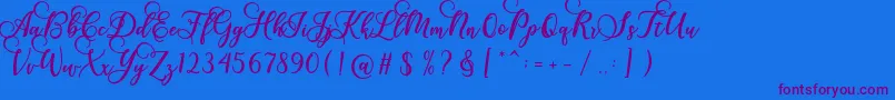 Gloretha Script Font – Purple Fonts on Blue Background