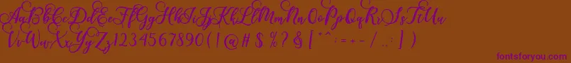 Gloretha Script Font – Purple Fonts on Brown Background