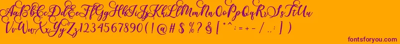 Gloretha Script Font – Purple Fonts on Orange Background