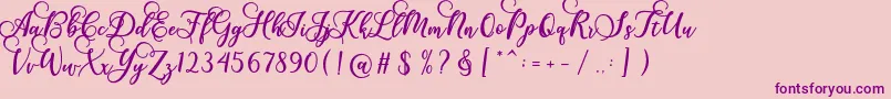 Gloretha Script-Schriftart – Violette Schriften auf rosa Hintergrund