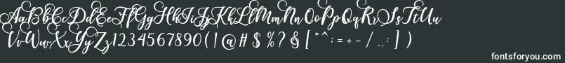 Gloretha Script-fontti – valkoiset fontit mustalla taustalla