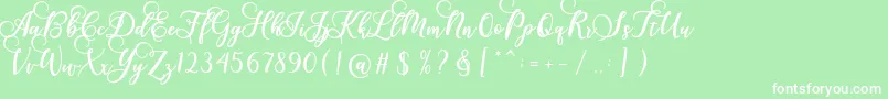 Gloretha Script Font – White Fonts on Green Background