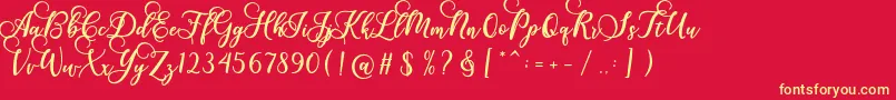 Gloretha Script Font – Yellow Fonts on Red Background