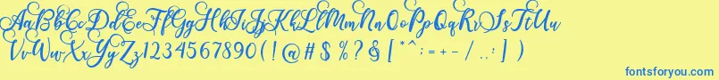 Gloretha Script Font – Blue Fonts on Yellow Background