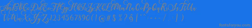 Gloretha Script-Schriftart – Graue Schriften auf blauem Hintergrund