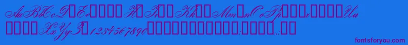 Gloria-Schriftart – Violette Schriften auf blauem Hintergrund