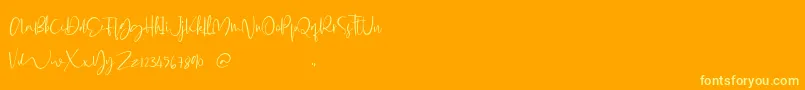 Glorial-Schriftart – Gelbe Schriften auf orangefarbenem Hintergrund