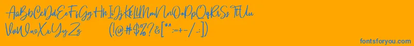 Gloryouss Demo-Schriftart – Blaue Schriften auf orangefarbenem Hintergrund