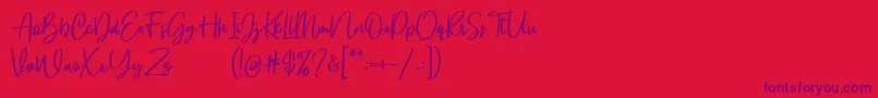 Weitere Informationen zur Gloryouss Demo-Schriftart Gloryouss Demo-Schriftart – Violette Schriften auf rotem Hintergrund