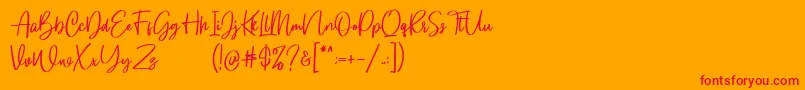 フォントGloryouss Demo – オレンジの背景に赤い文字
