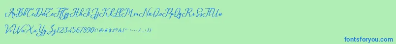 Glossy-Schriftart – Blaue Schriften auf grünem Hintergrund