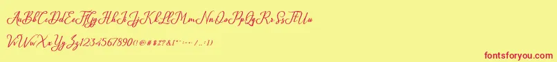 Glossy-Schriftart – Rote Schriften auf gelbem Hintergrund