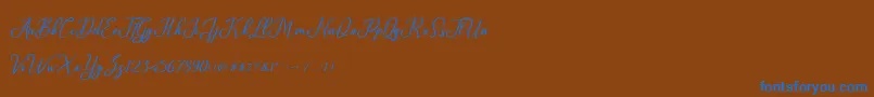 Glossy-Schriftart – Blaue Schriften auf braunem Hintergrund