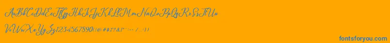 Glossy-Schriftart – Blaue Schriften auf orangefarbenem Hintergrund