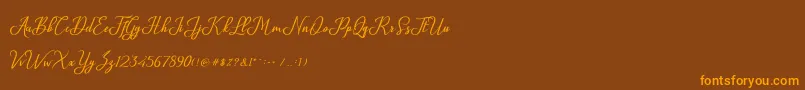 Glossy-Schriftart – Orangefarbene Schriften auf braunem Hintergrund