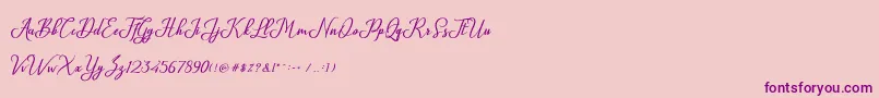 Glossy-Schriftart – Violette Schriften auf rosa Hintergrund