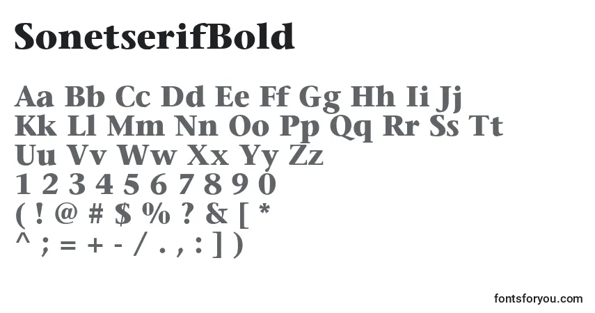 Czcionka SonetserifBold – alfabet, cyfry, specjalne znaki