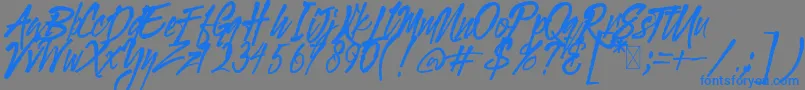 Gloucester BrushScriptDEMO-Schriftart – Blaue Schriften auf grauem Hintergrund