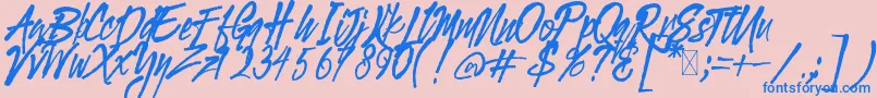 fuente Gloucester BrushScriptDEMO – Fuentes Azules Sobre Fondo Rosa