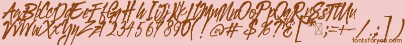 Gloucester BrushScriptDEMO-Schriftart – Braune Schriften auf rosa Hintergrund