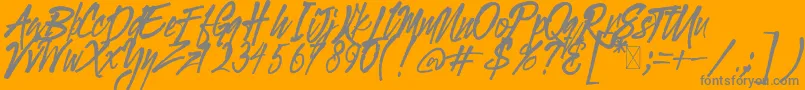 Gloucester BrushScriptDEMO-Schriftart – Graue Schriften auf orangefarbenem Hintergrund