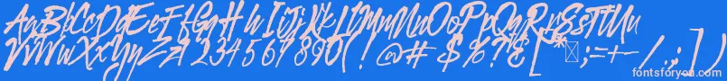 Шрифт Gloucester BrushScriptDEMO – розовые шрифты на синем фоне