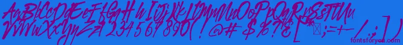 Gloucester BrushScriptDEMO-Schriftart – Violette Schriften auf blauem Hintergrund