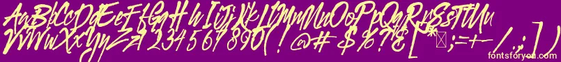 Gloucester BrushScriptDEMO Font – Yellow Fonts on Purple Background