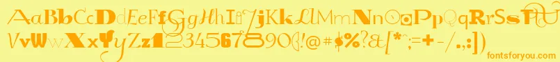 GlukMixer-Schriftart – Orangefarbene Schriften auf gelbem Hintergrund