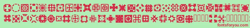 Glypha Regular-fontti – punaiset fontit vihreällä taustalla