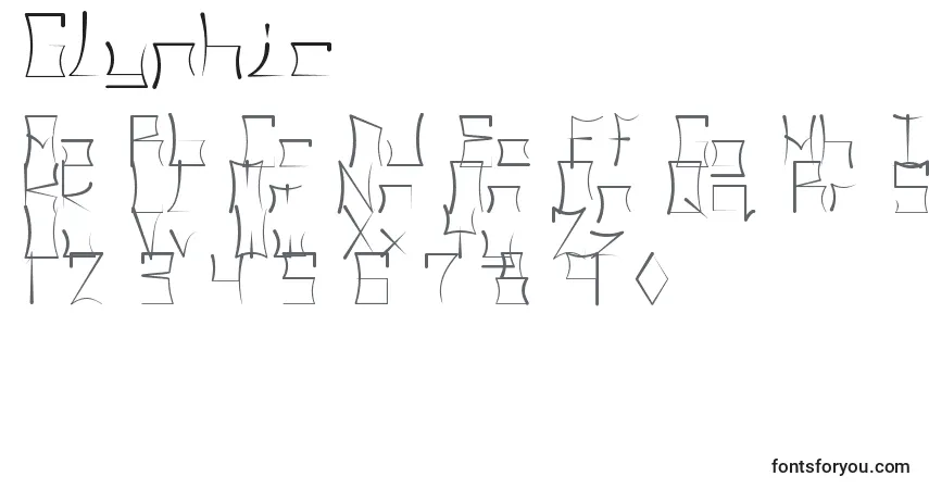 Czcionka Glyphic – alfabet, cyfry, specjalne znaki