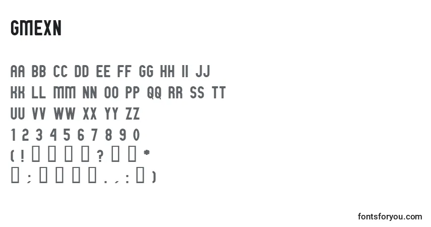 A fonte GMEXN    – alfabeto, números, caracteres especiais