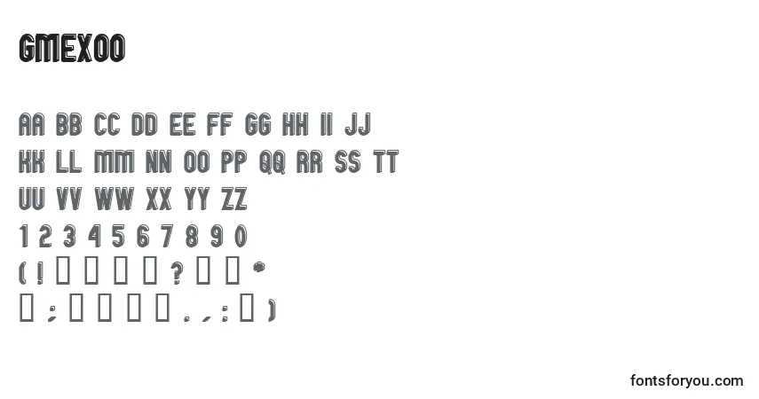 Schriftart GMEXOO   – Alphabet, Zahlen, spezielle Symbole