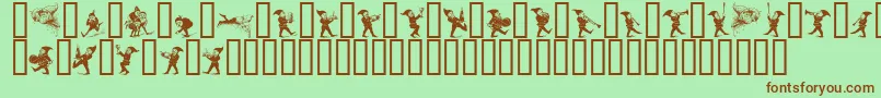 GNOMES   Font – Brown Fonts on Green Background