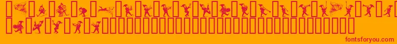 fuente GNOMES   – Fuentes Rojas Sobre Fondo Naranja