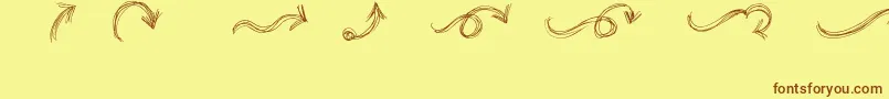 go around the books   arrows Font – Brown Fonts on Yellow Background
