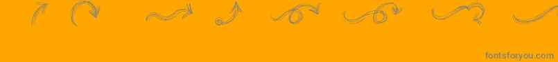 go around the books   arrows-Schriftart – Graue Schriften auf orangefarbenem Hintergrund