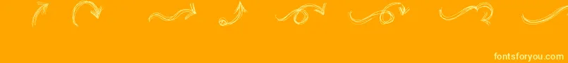 go around the books   arrows-Schriftart – Gelbe Schriften auf orangefarbenem Hintergrund
