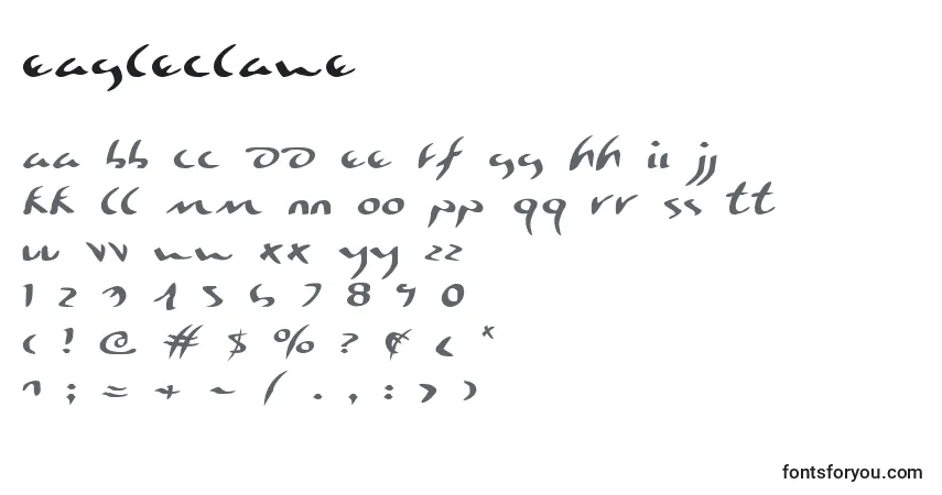 Czcionka Eagleclawe – alfabet, cyfry, specjalne znaki