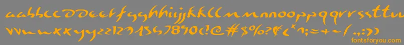 フォントEagleclawe – オレンジの文字は灰色の背景にあります。