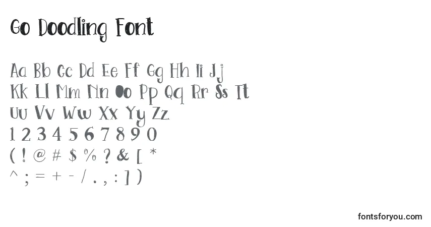 Czcionka Go Doodling Font – alfabet, cyfry, specjalne znaki