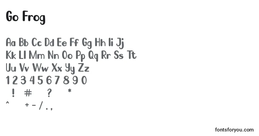 A fonte Go Frog (128085) – alfabeto, números, caracteres especiais