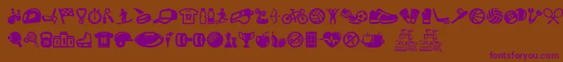 Go Go Sports-Schriftart – Violette Schriften auf braunem Hintergrund